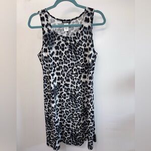 HEIMISH USA Black and White Leopard Print Midi Dress